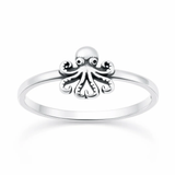 Sterling Silver Oxidized And Polished 8.5mm Octopus Ring