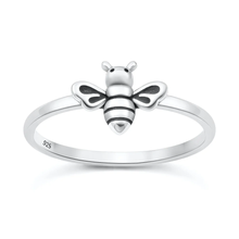 Load image into Gallery viewer, Sterling Silver Oxidized And Polished Bee Ring