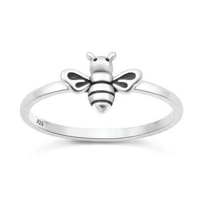 Sterling Silver Oxidized And Polished Bee Ring