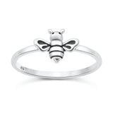 Sterling Silver Oxidized And Polished 8.6mm Bee Ring