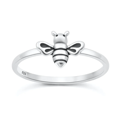 Sterling Silver Oxidized And Polished Bee Ring