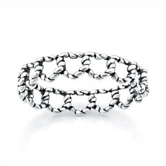 Sterling Silver Oxidized And Polished 4.8mm Twisted Heart Band Ring