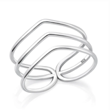 Sterling Silver Oxidized And Polished Stacked Ring
