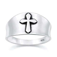 Load image into Gallery viewer, Sterling Silver Oxidized And Polished Cross Ring