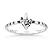Load image into Gallery viewer, Sterling Silver Oxidized And Polished Cactus And Flower Ring