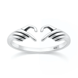 Sterling Silver Oxidized And Polished Heart Fingers Ring