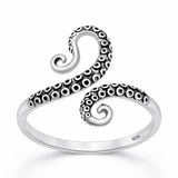 Sterling Silver Oxidized And Polished Octopus Tentacles Ring