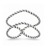 Sterling Silver Oxidized And Polished Twisted V Shape Ring
