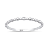 Sterling Silver Rhodium Plated Beaded Design Ring