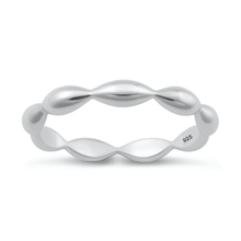 Load image into Gallery viewer, Sterling Silver Rhodium Plated Bead Wave Ring