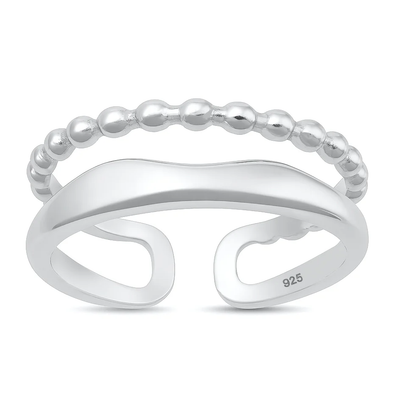 Sterling Silver Rhodium Plated Double Band Ring
