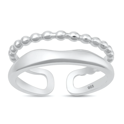 Sterling Silver Rhodium Plated Double Band Ring
