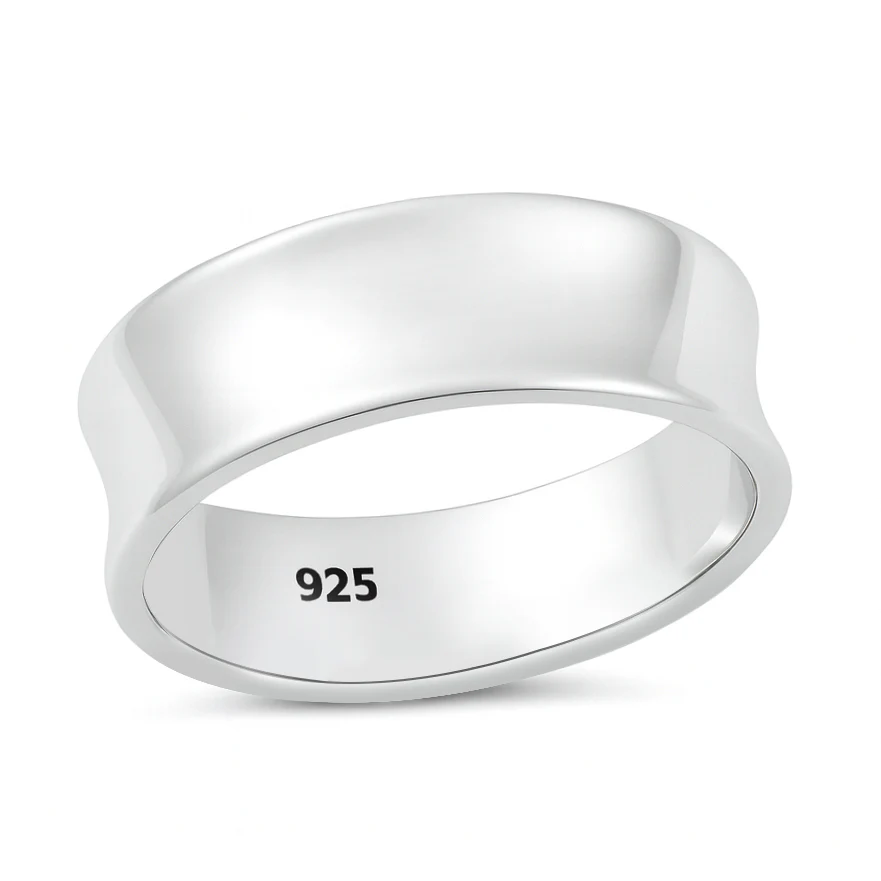 Sterling Silver High Polish Concave Band Ring