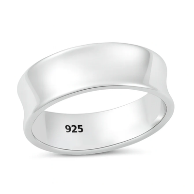 Sterling Silver Polished Concave Band Ring