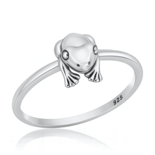Load image into Gallery viewer, Sterling Silver Oxidized And Polished 8.6mm Frog Ring