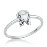 Sterling Silver Oxidized And Polished 8.6mm Frog Ring