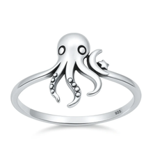 Load image into Gallery viewer, Sterling Silver Oxidized And Polished Octopus Ring