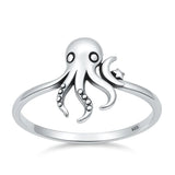 Sterling Silver Oxidized And Polished 14.4mm Octopus Ring