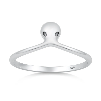 Sterling Silver Oxidized And Polished Alien Ring