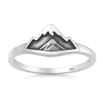 Sterling Silver Oxidized Mountains Ring