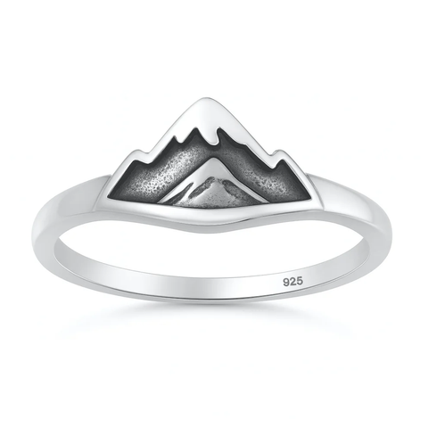 Sterling Silver Oxidized Mountains Ring