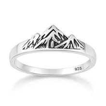Load image into Gallery viewer, Sterling Silver Oxidized And Polished 7.4mm Mountains Ring