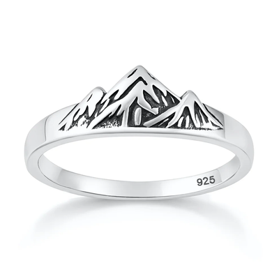 Sterling Silver Oxidized And Polished Mountains Ring