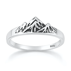 Sterling Silver Oxidized And Polished Mountains Ring