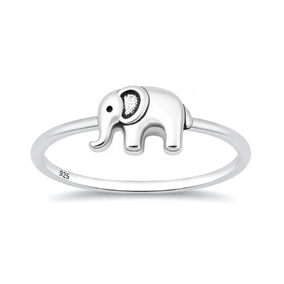 Sterling Silver Oxidized And Polished Elephant Ring