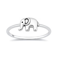 Sterling Silver Oxidized And Polished Elephant Ring