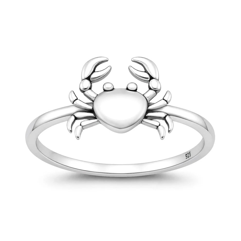 Sterling Silver Oxidized And Polished Crab Ring