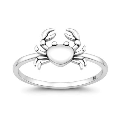 Sterling Silver Oxidized And Polished Crab Ring