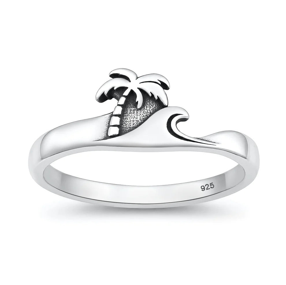 Sterling Silver Oxidized And Polished Beach Ring