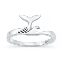 Load image into Gallery viewer, Sterling Silver Oxidized And Polished Whale Tail And Wave Ring