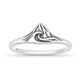 Sterling Silver Oxidized And Polished Mountain And Ocean Ring