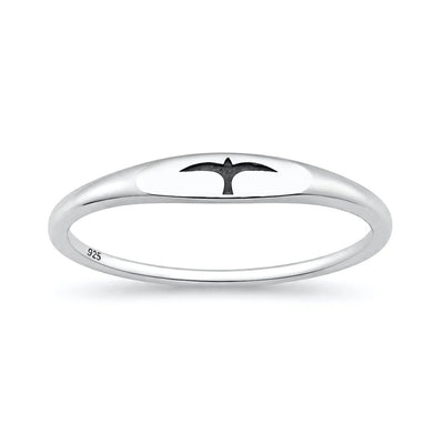 Sterling Silver Oxidized And Polished Bird Ring