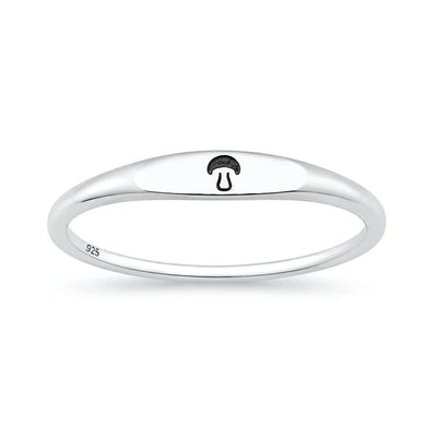 Sterling Silver Oxidized And Polished Mushroom Ring