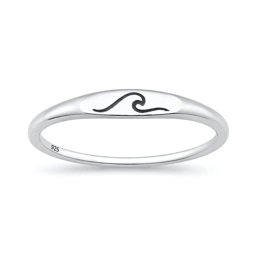 Sterling Silver Oxidized And Polished Wave Ring