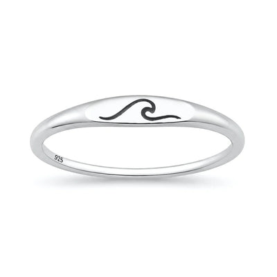 Sterling Silver Oxidized And Polished Wave Ring