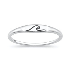 Sterling Silver Oxidized And Polished Wave Ring