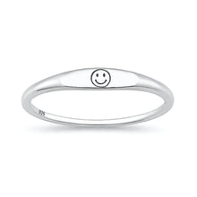 Load image into Gallery viewer, Sterling Silver Oxidized And Polished Happy Face Ring