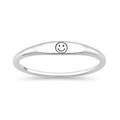 Sterling Silver Oxidized And Polished Happy Face Ring