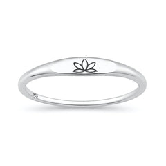 Sterling Silver Oxidized And Polished Lotus Flower Ring