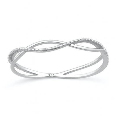Sterling Silver Rhodium Plated Twisted Infinity Ring