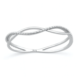 Sterling Silver Rhodium Plated Twisted Infinity Ring
