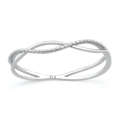Sterling Silver Rhodium Plated Twisted Infinity Ring