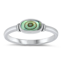 Load image into Gallery viewer, Sterling Silver Abalone Oval Stone Ring