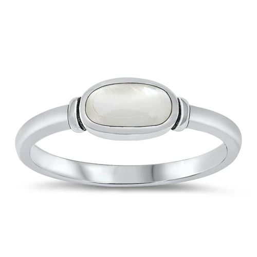 Sterling Silver Mother Of Pearl Oval Stone Ring
