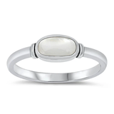 Sterling Silver Mother Of Pearl Oval Stone Ring