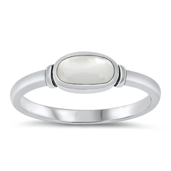 Sterling Silver Mother Of Pearl Oval Stone Ring